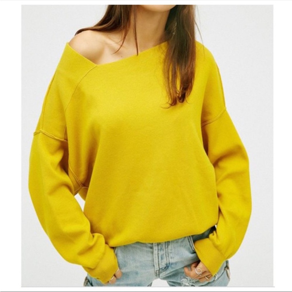 Free People The Check Sweater Yellow Exposed Seams